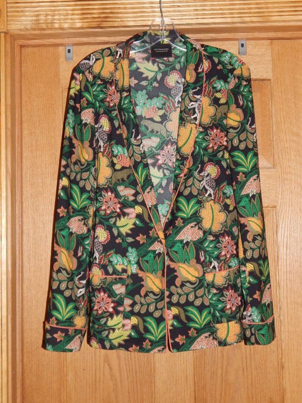 Womens Size XL Maison Scotch & Soda Tropical Jungle Elephant Print Jacket Blazer